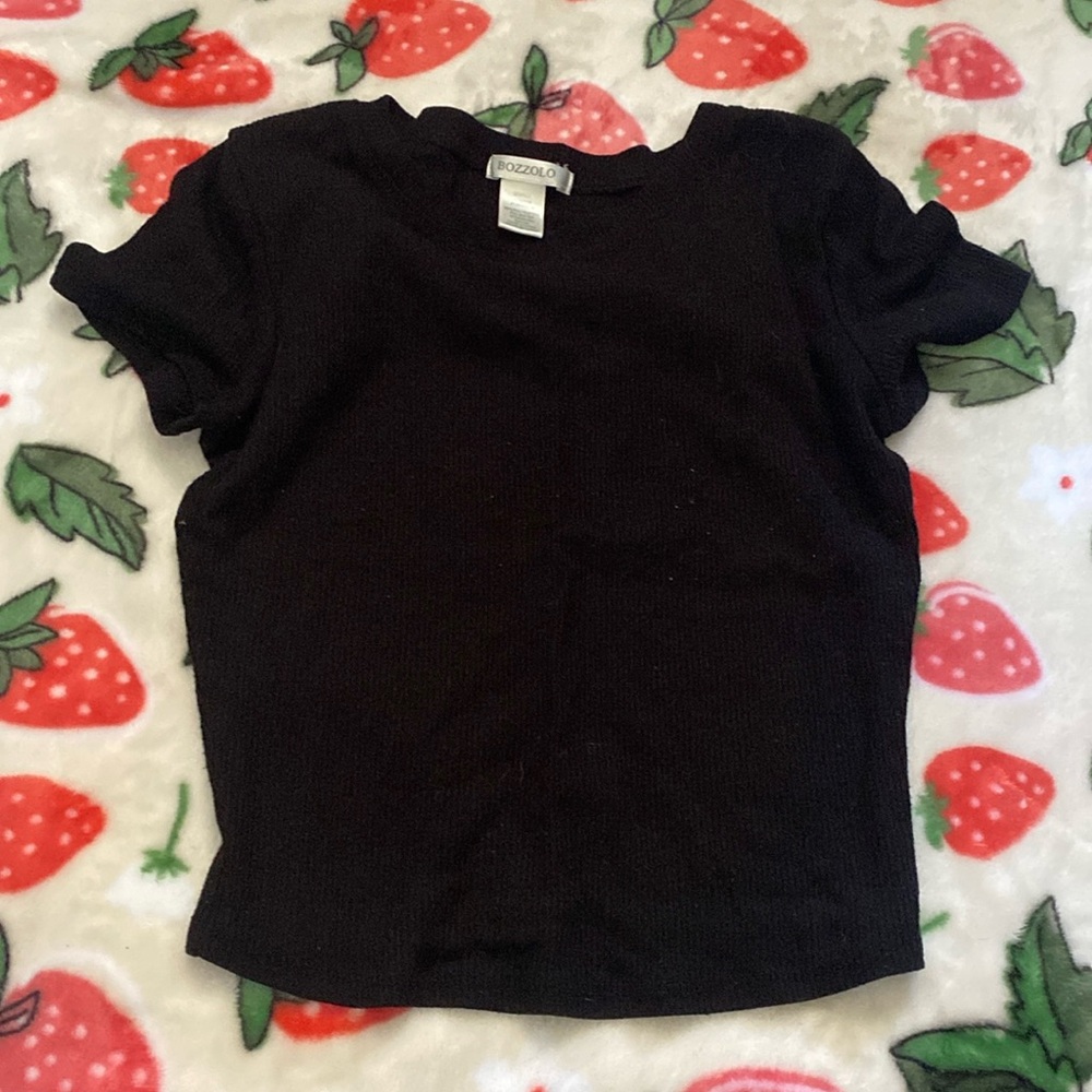 A plain black crop top